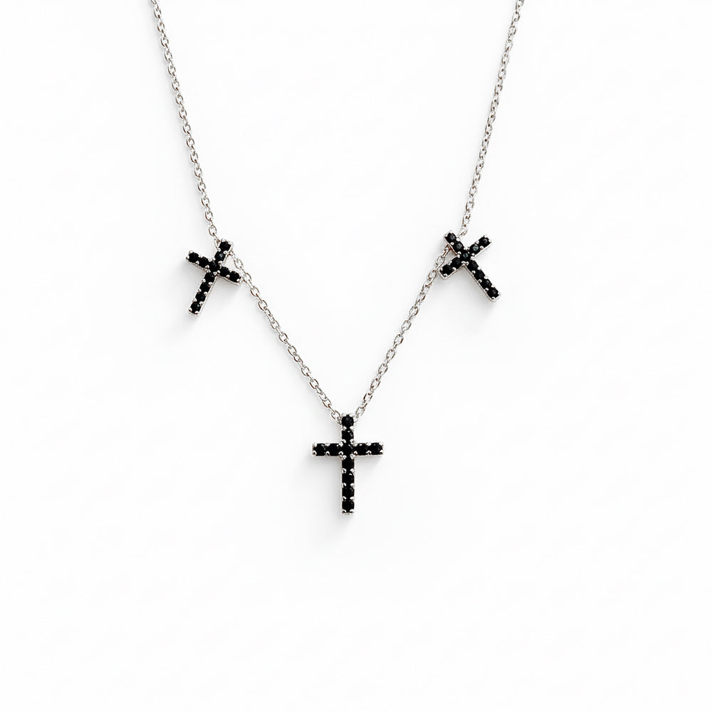 Modern Triple Cross Necklace / Gothic Cross Pendant