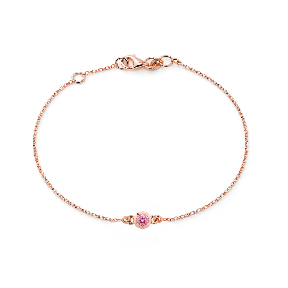 Round Pink Sapphire Bracelet, Romantic Gift
