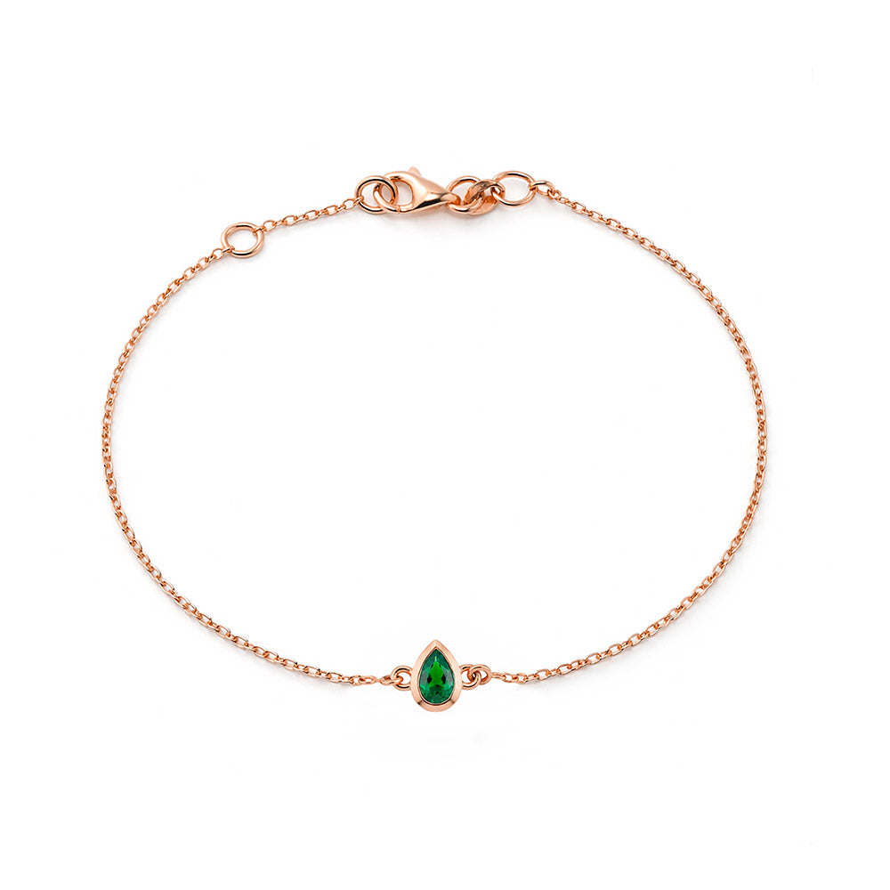 14K Gold Emerald Bracelet, Birthday Gift