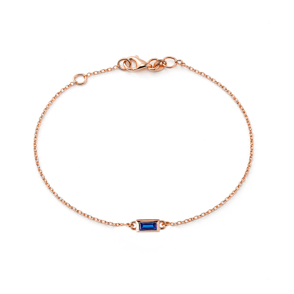Minimalist Baguette Sapphire Bracelet