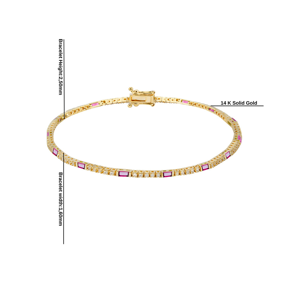 Natural Ruby Diamond Tennis Bracelet