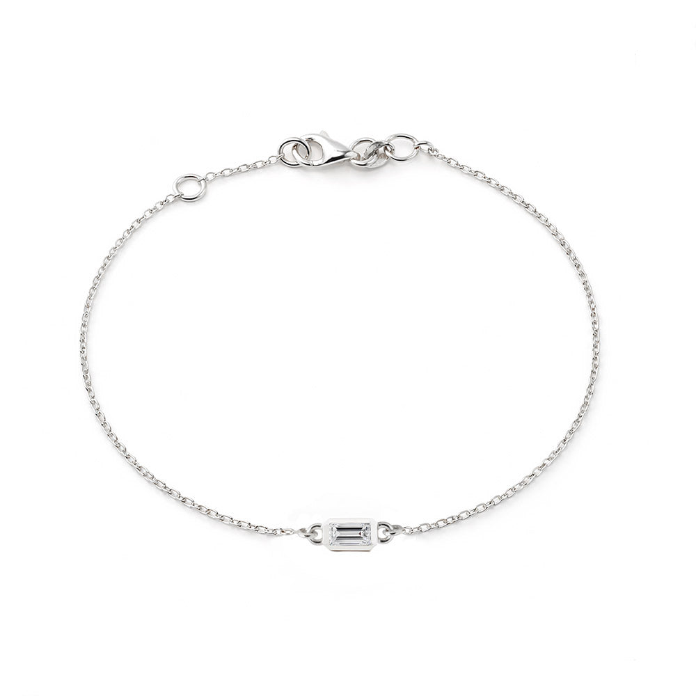 Baguette White Sapphire Chain Bracelet