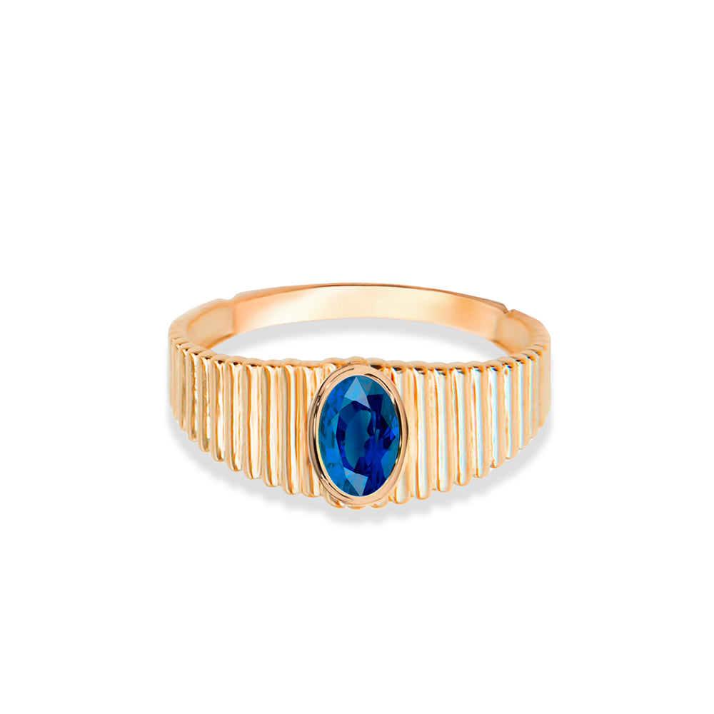 14K Gold Sapphire Oval Cut Ring