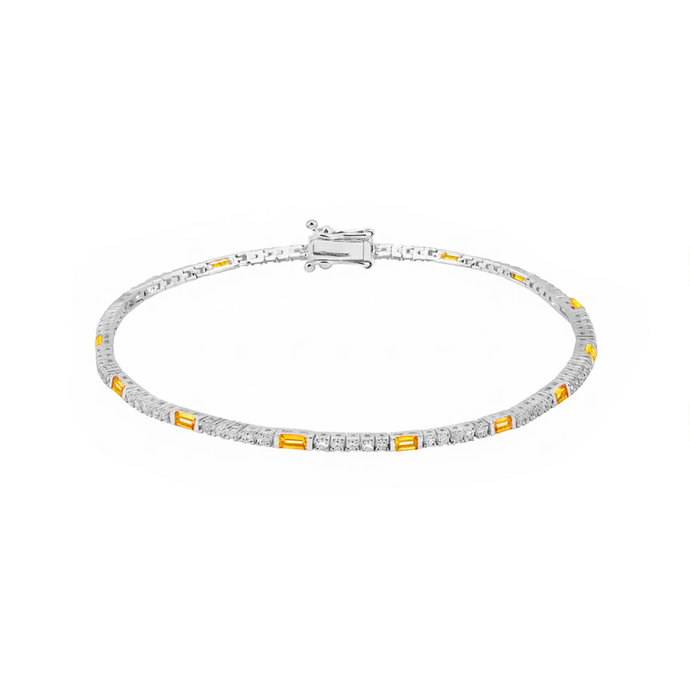 Natural Citrine Diamond Tennis Bracelet / Birthday Gift