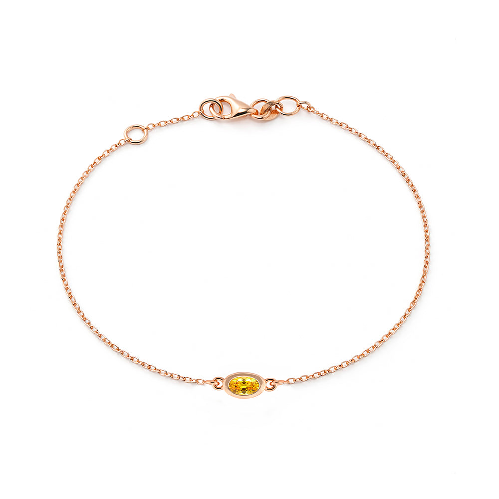 14K Gold Citrine Bracelet, Anniversary Gift