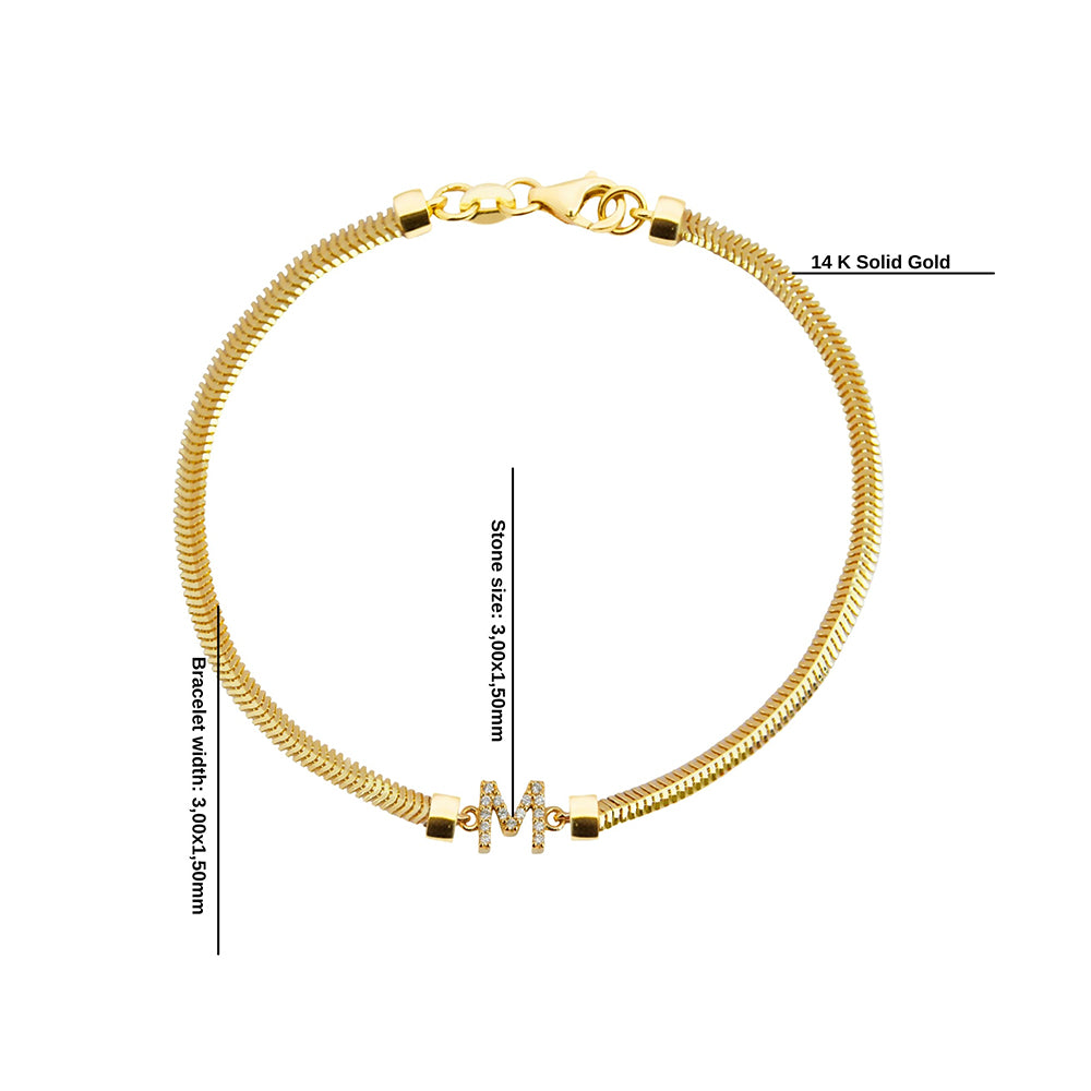 14K Gold Letter M Diamond Bracelet / Personalized Bracelet