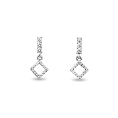 14K Gold Diamond Square Earrings