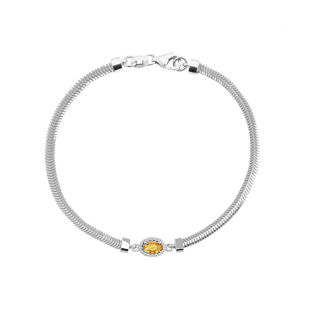 Natural Citrine Diamond Bracelet / Oval Bracelet