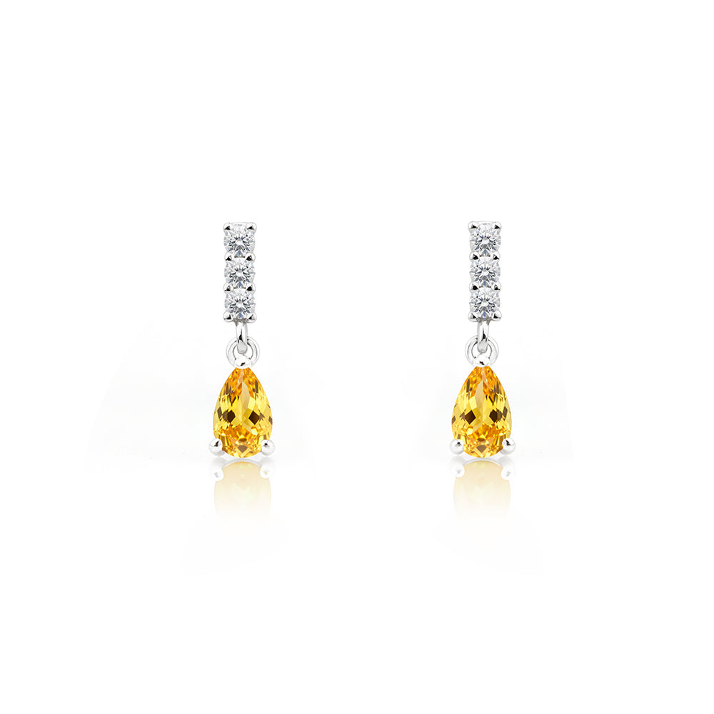 14K Gold Citrine Drop Earrings