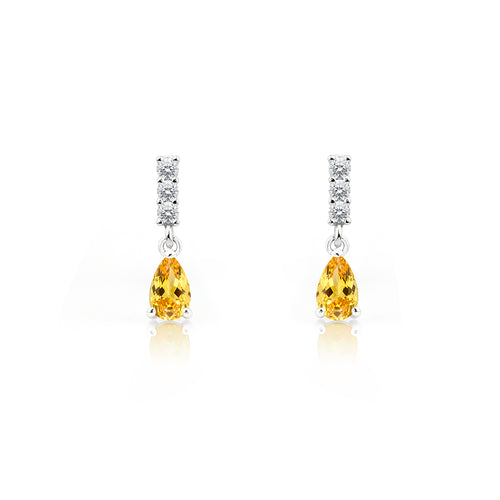 14K Gold Citrine Drop Earrings