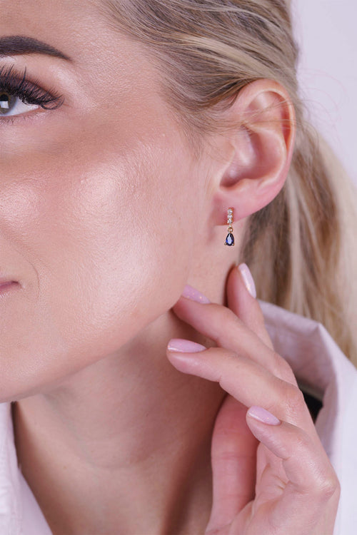 14K Gold Natural Sapphire Drop Earrings