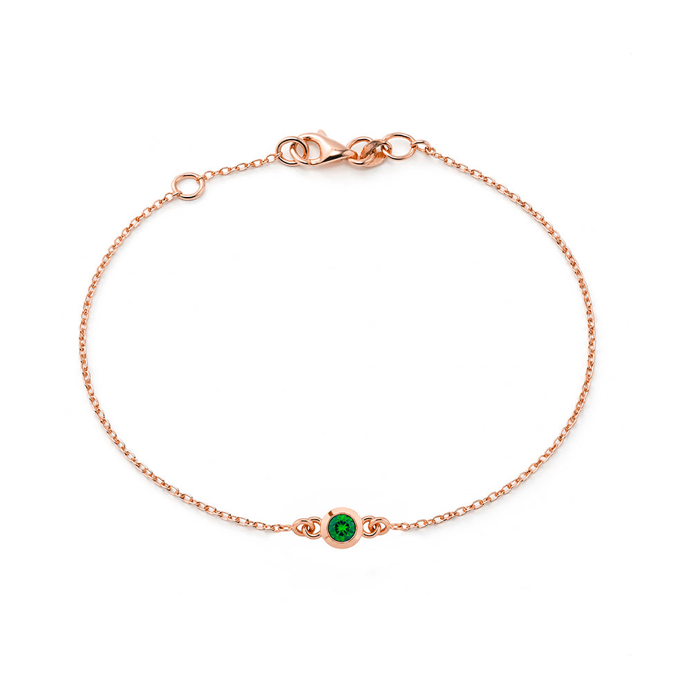 14K Gold Round Emerald Bracelet