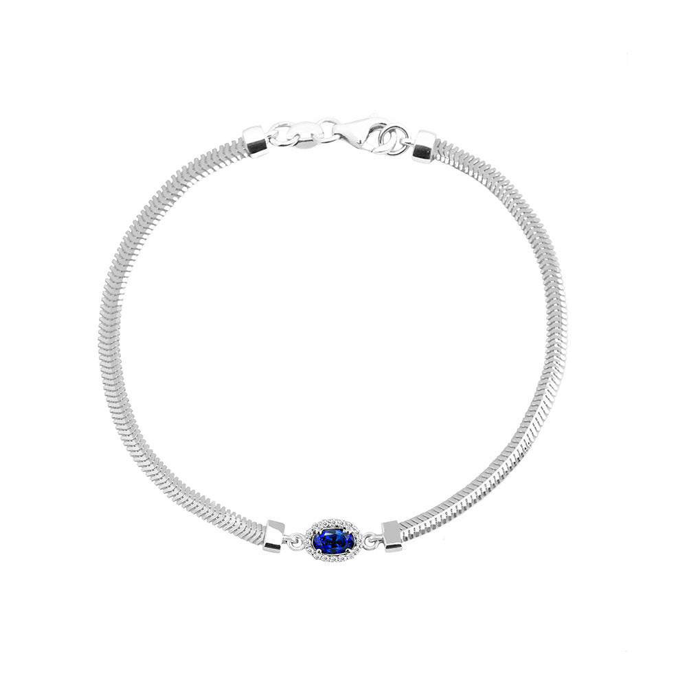 14K Gold Oval Sapphire Diamond Bracelet