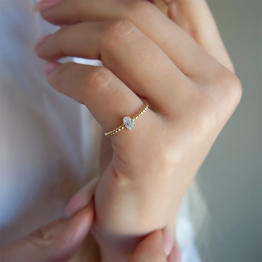 14K Gold Wedding White Sapphire Ring