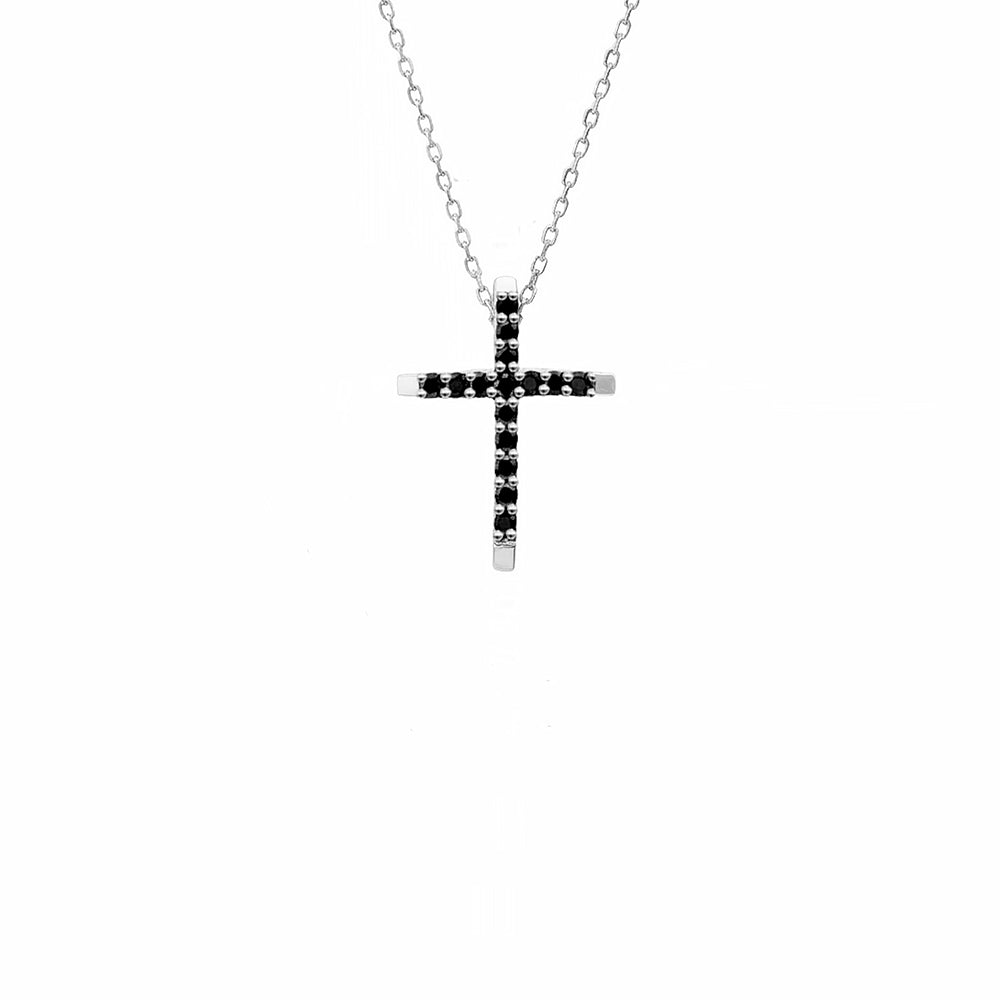 Minimalist Black Diamond Cross Pendant