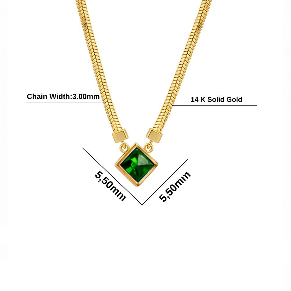14K Gold Emerald Necklace, May Birthstone Gift for Her