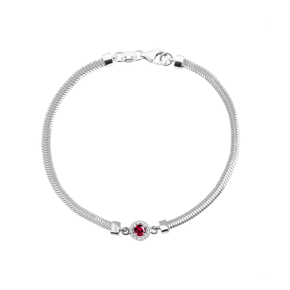14K Gold Round Ruby Diamond Bracelet