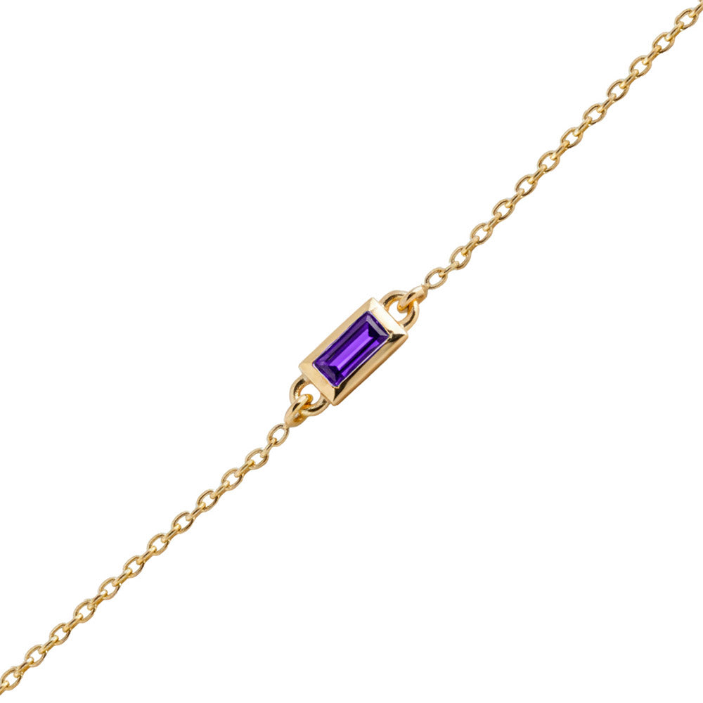 14K Gold Baguette Amethyst Bracelet