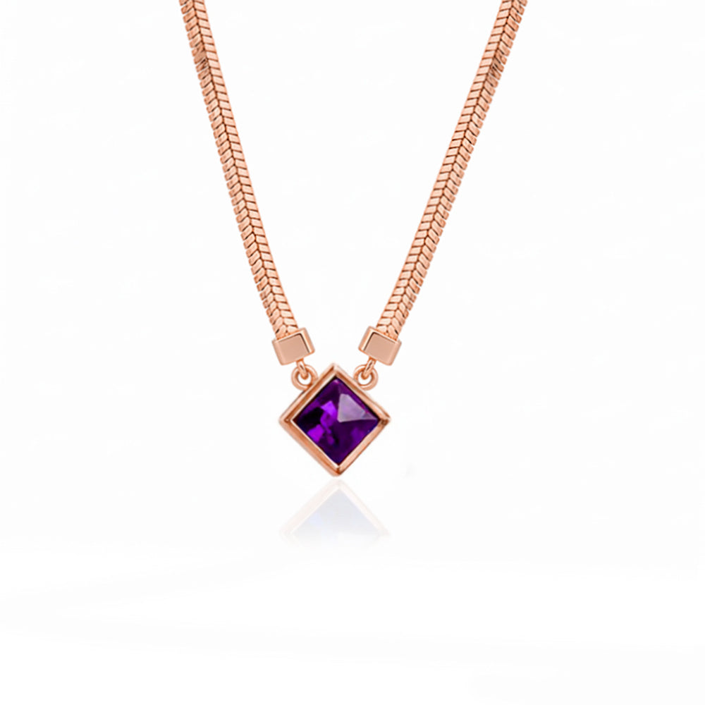 Amethyst Princess Cut Pendant Necklace