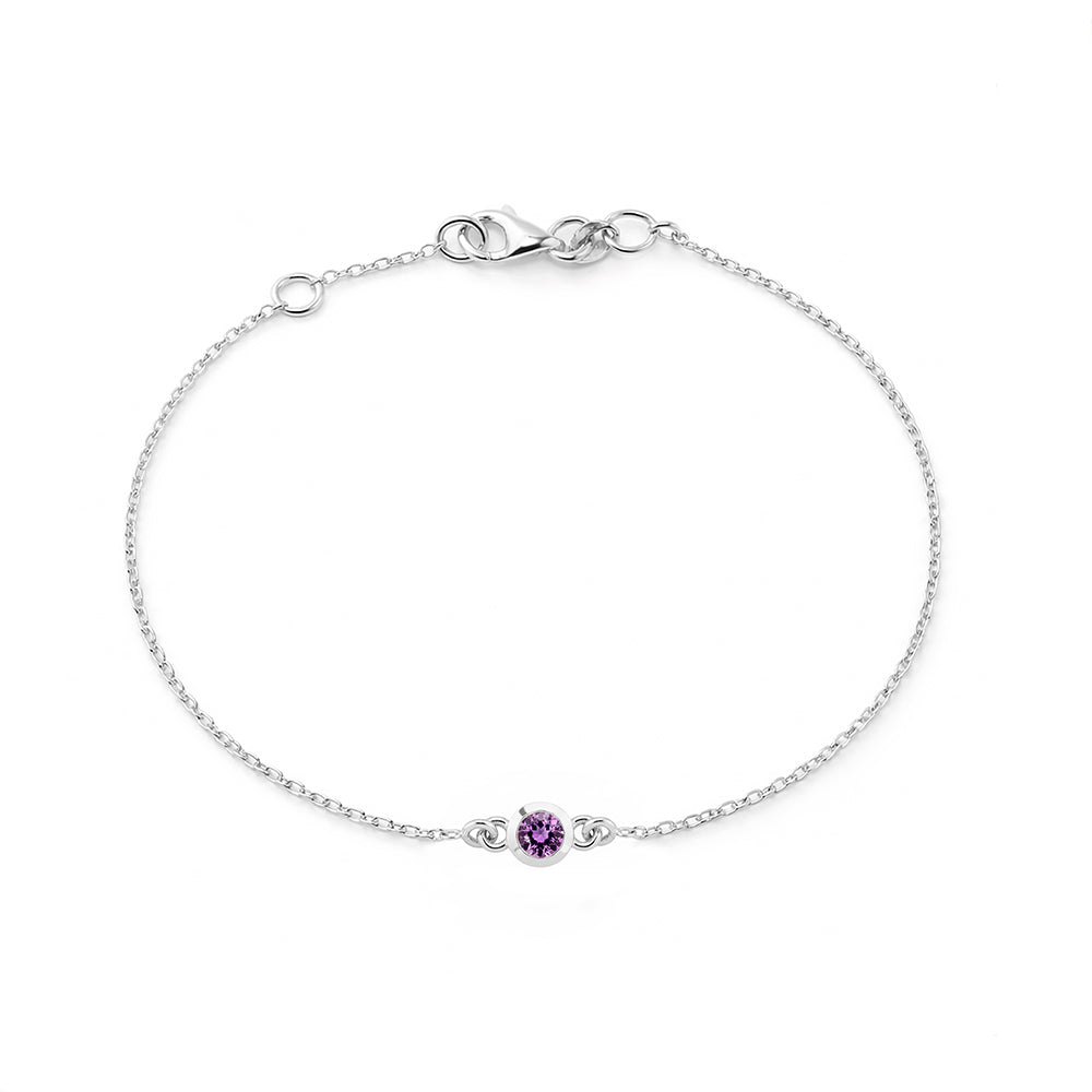 14K Gold Round Amethyst Bracelet