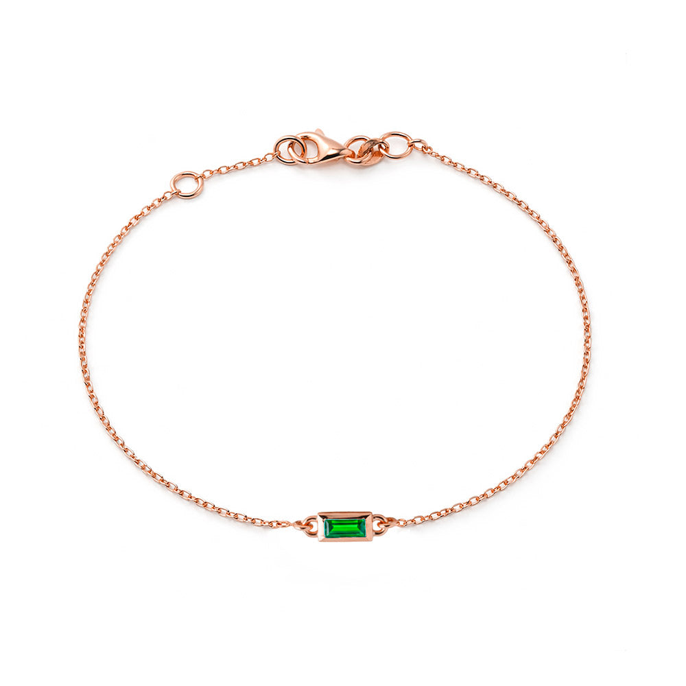 14K Gold Emerald Bracelet, Wedding Bracelet