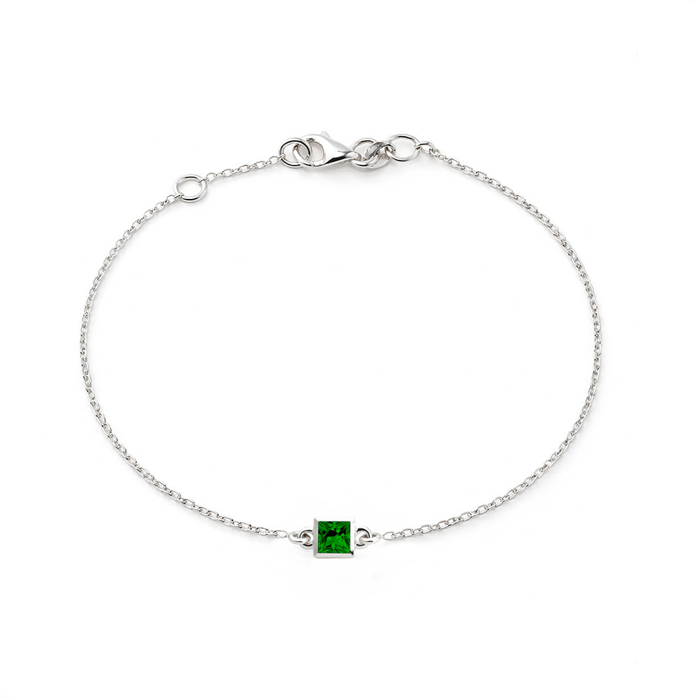 14K Gold Square Emerald Bracelet