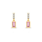 14K Gold Pink Sapphire Rectangular Earrings
