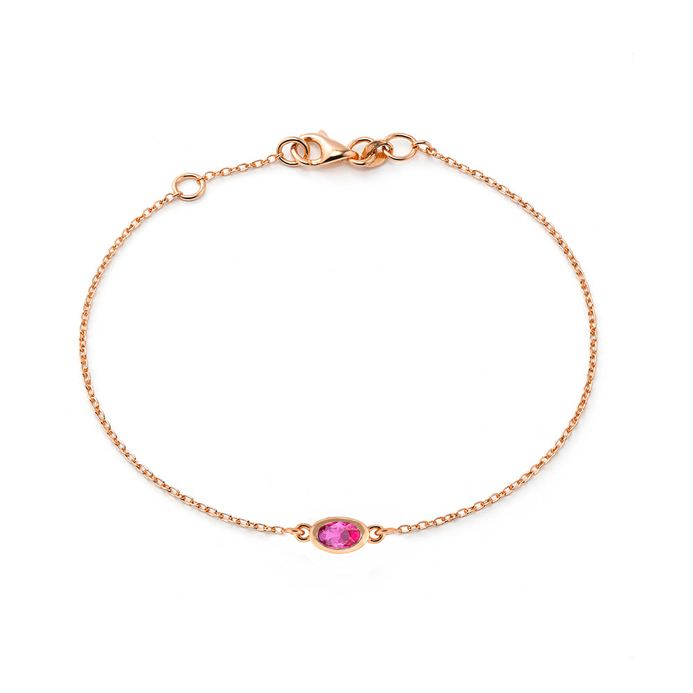14K Gold Natural Pink Sapphire Bracelet, Feminene Bracelet