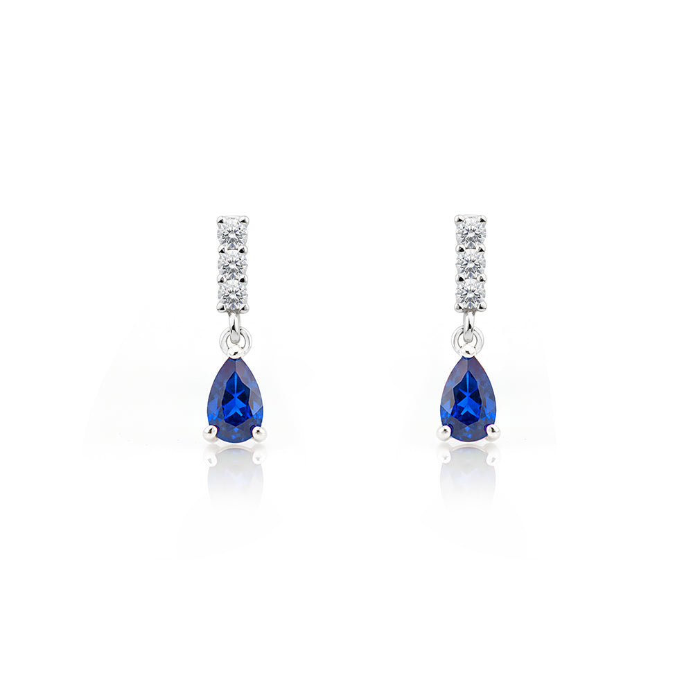 14K Gold Natural Sapphire Drop Earrings