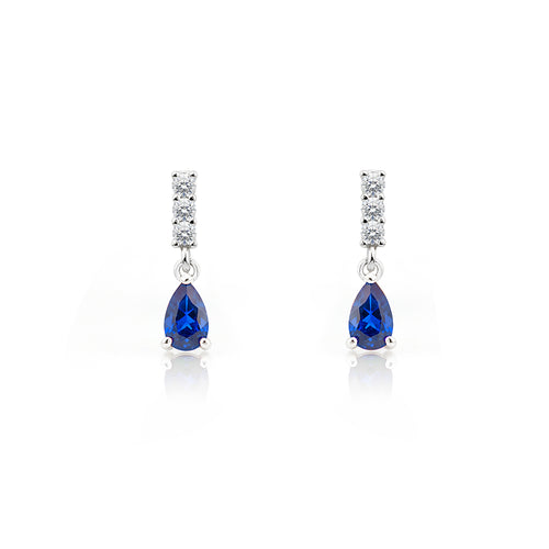 14K Gold Natural Sapphire Drop Earrings