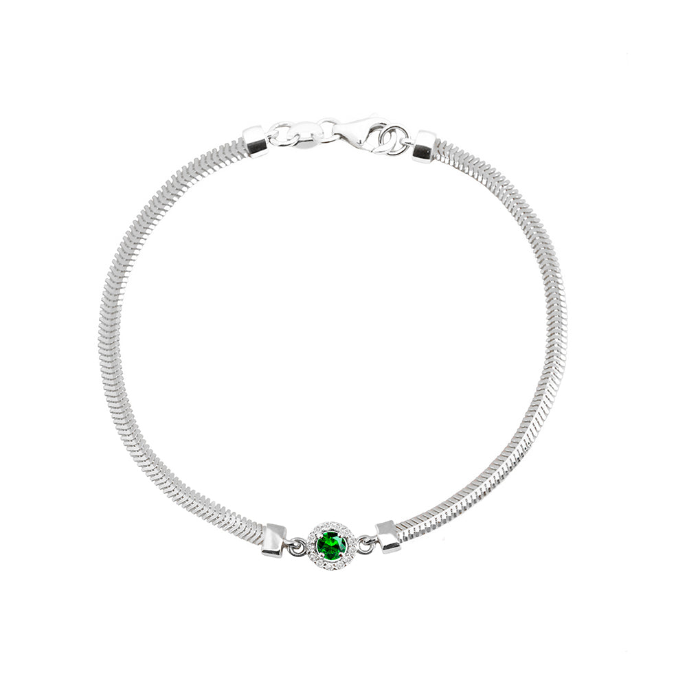 14K Gold Round Emerald Diamond Bracelet