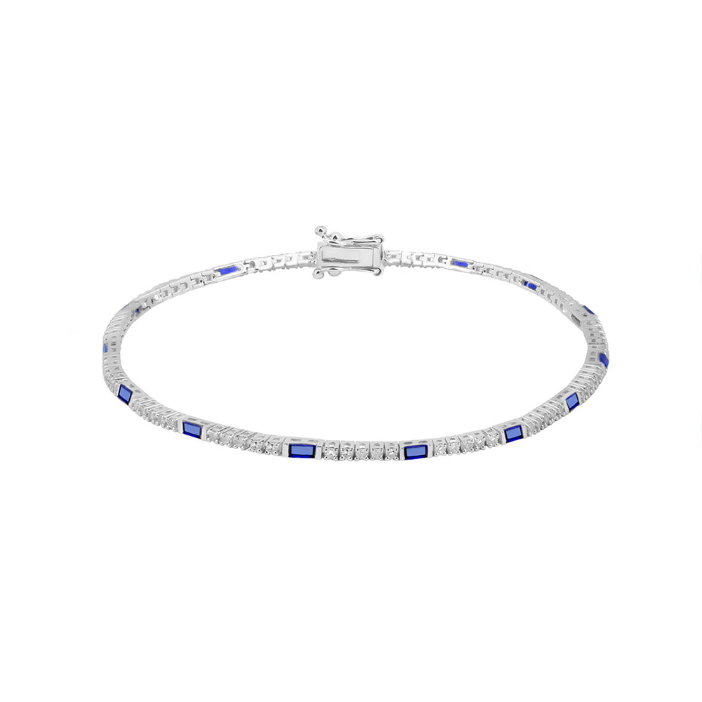 Natural Sapphire Diamond Tennis Bracelet