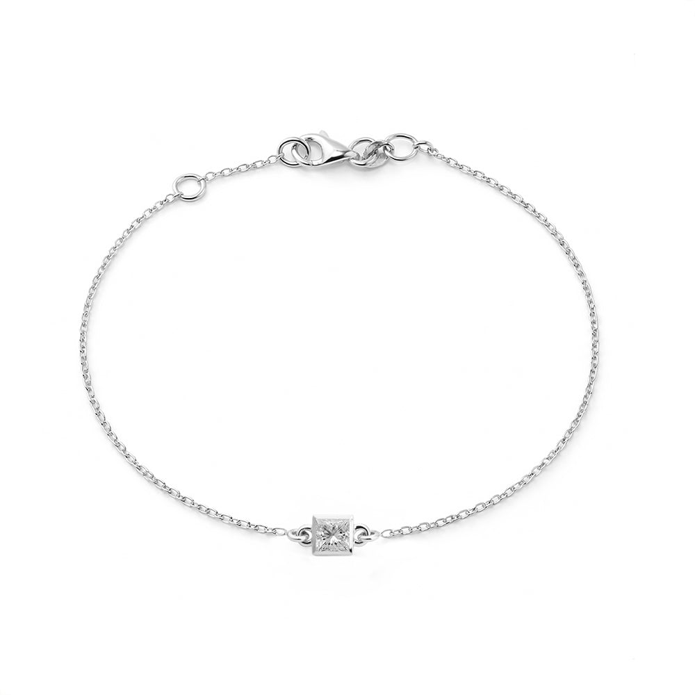 Square White Sapphire Bracelet, Anniversary Gift