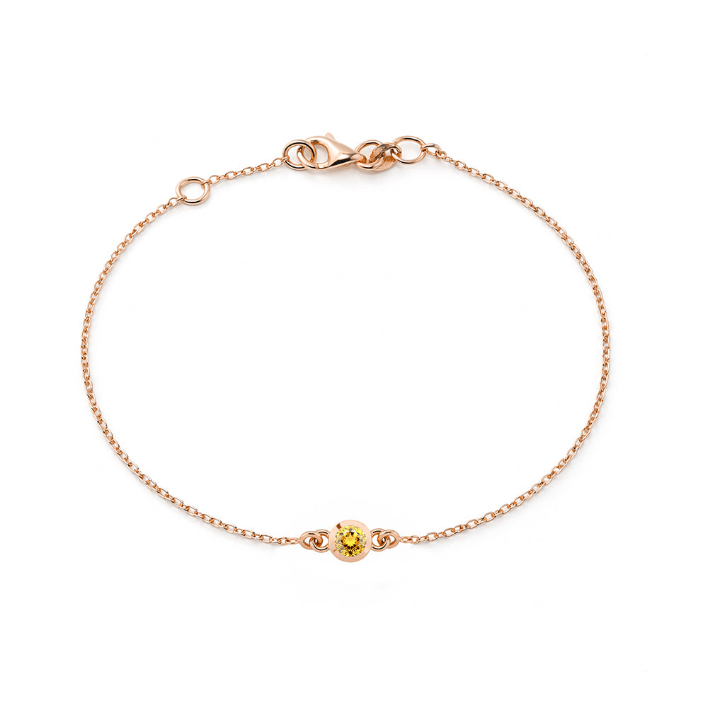 14K Gold Round Citrine Bracelet, Anniversary Bracelet