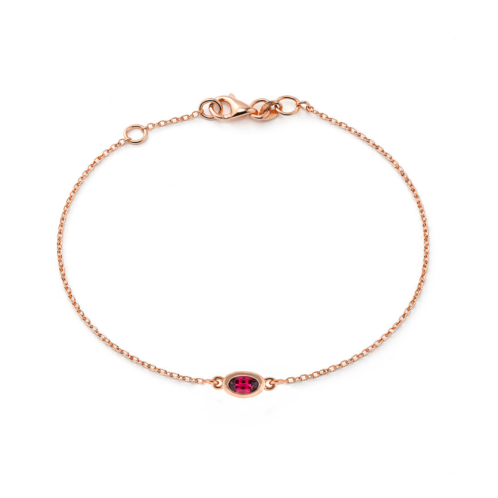 14K Gold Natural Oval Ruby Bracelet