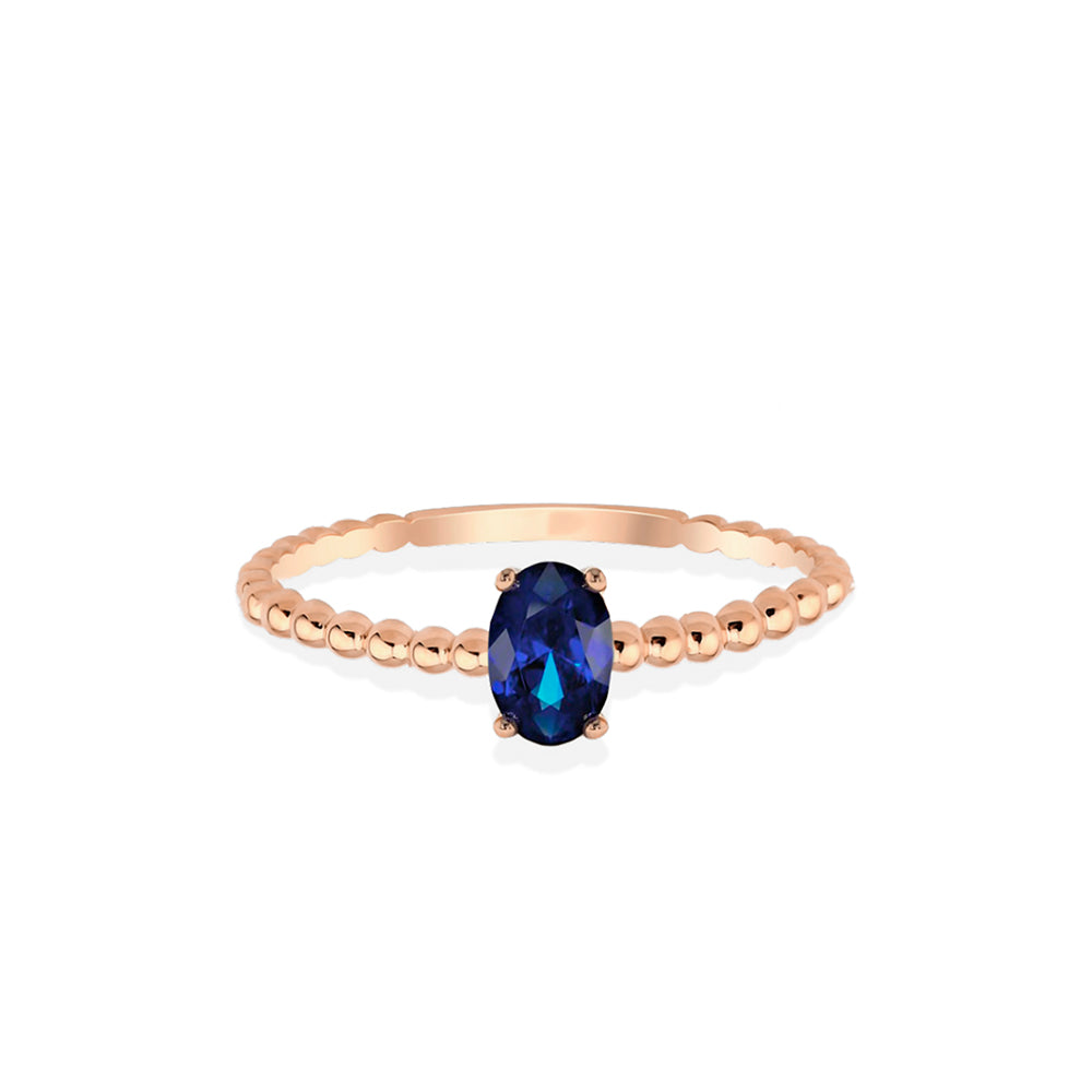 14K Solid Gold Oval Cut Sapphire Ring