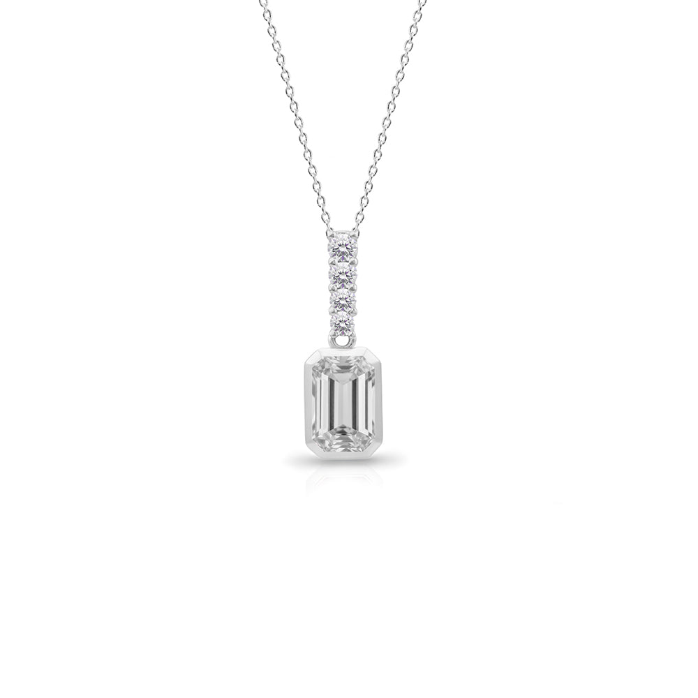 14K Gold White Sapphire Necklace, Wedding Necklace