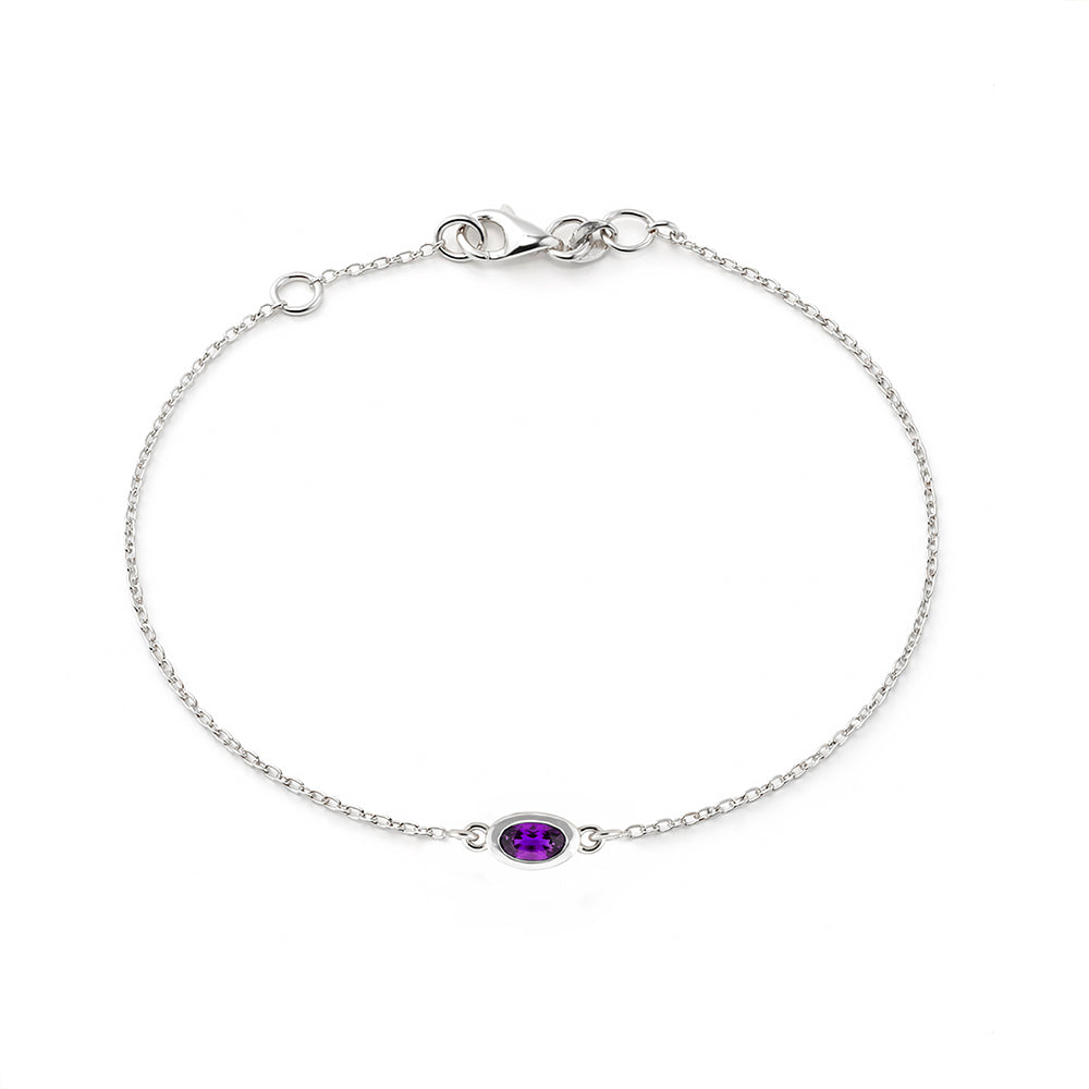 14K Gold Oval Amethyst Bracelet
