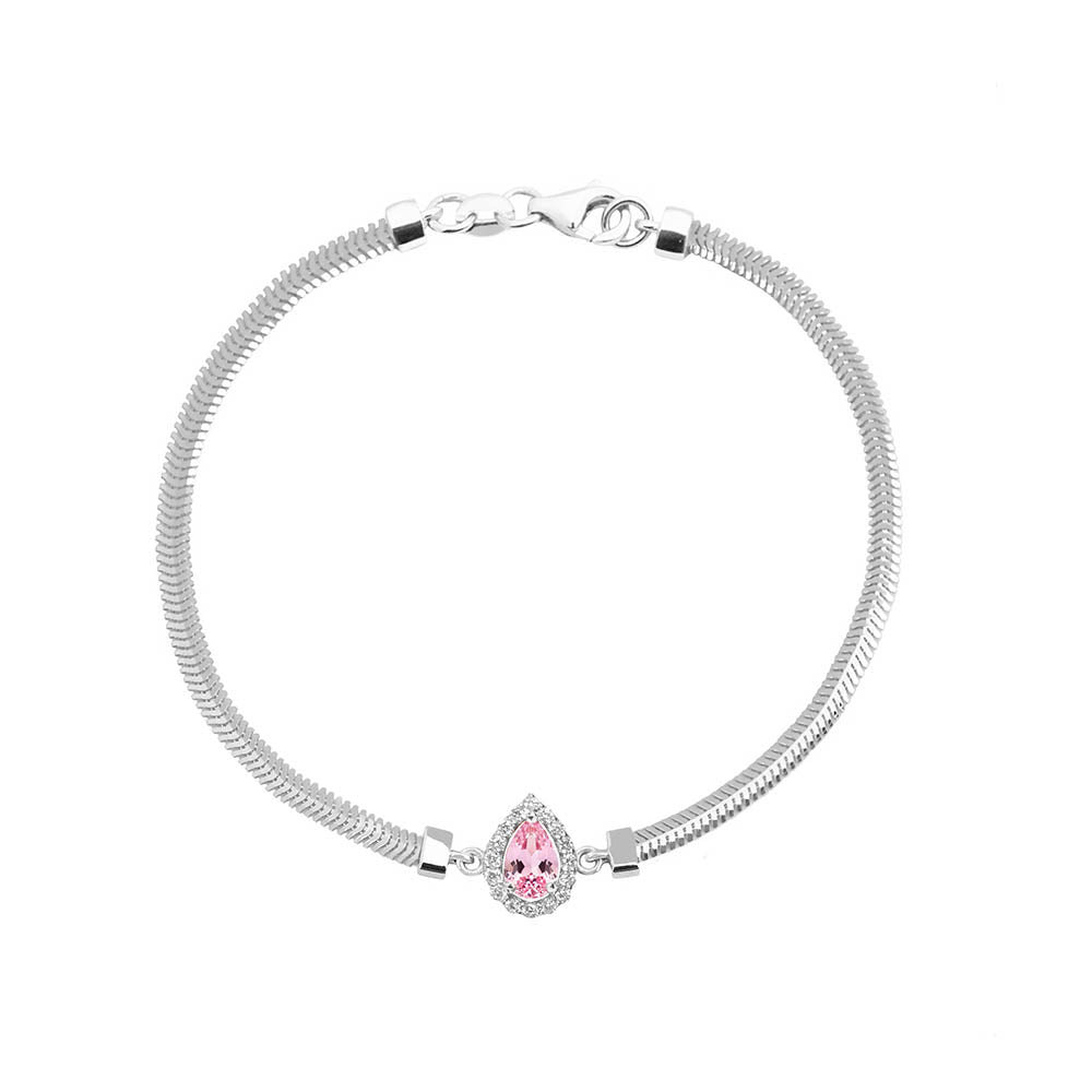14K Gold Pear Pink Sapphire Bracelet / Feminine Bracelet