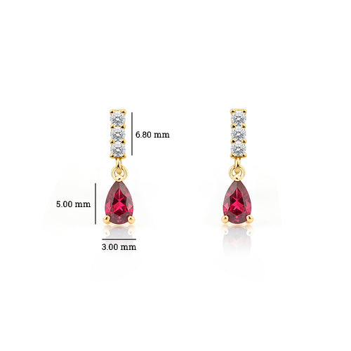 14K Gold Ruby Drop Earrings