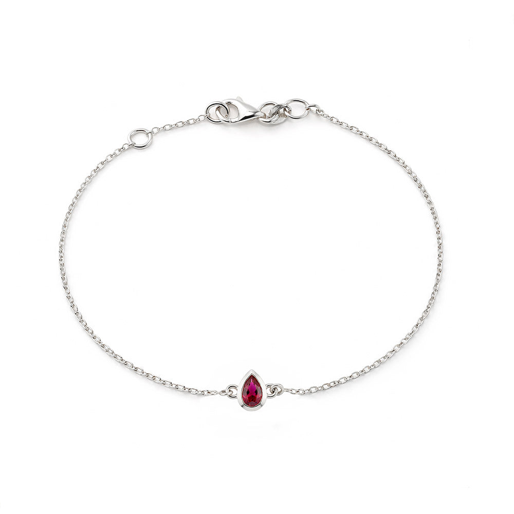 Bezel Set Ruby Bracelet, Anniversary Necklace