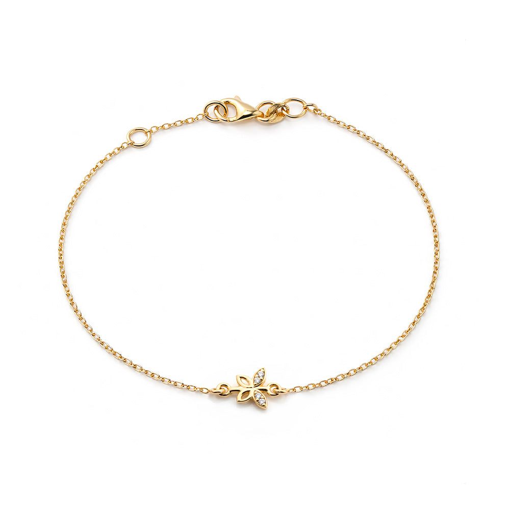 14K Gold Butterfly Bracelet / Diamond Butterfly Charm Bracelet