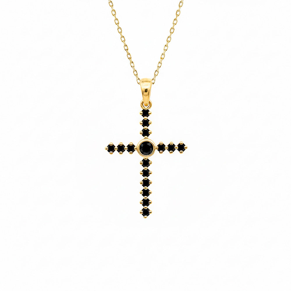 Gothic Black Diamond Cross Pendant