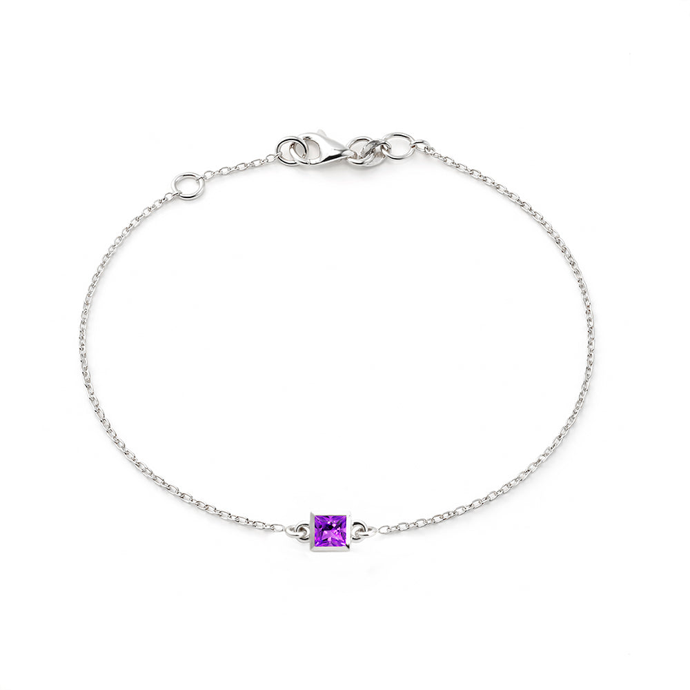 14K Gold Princess Cut Amethyst Bracelet