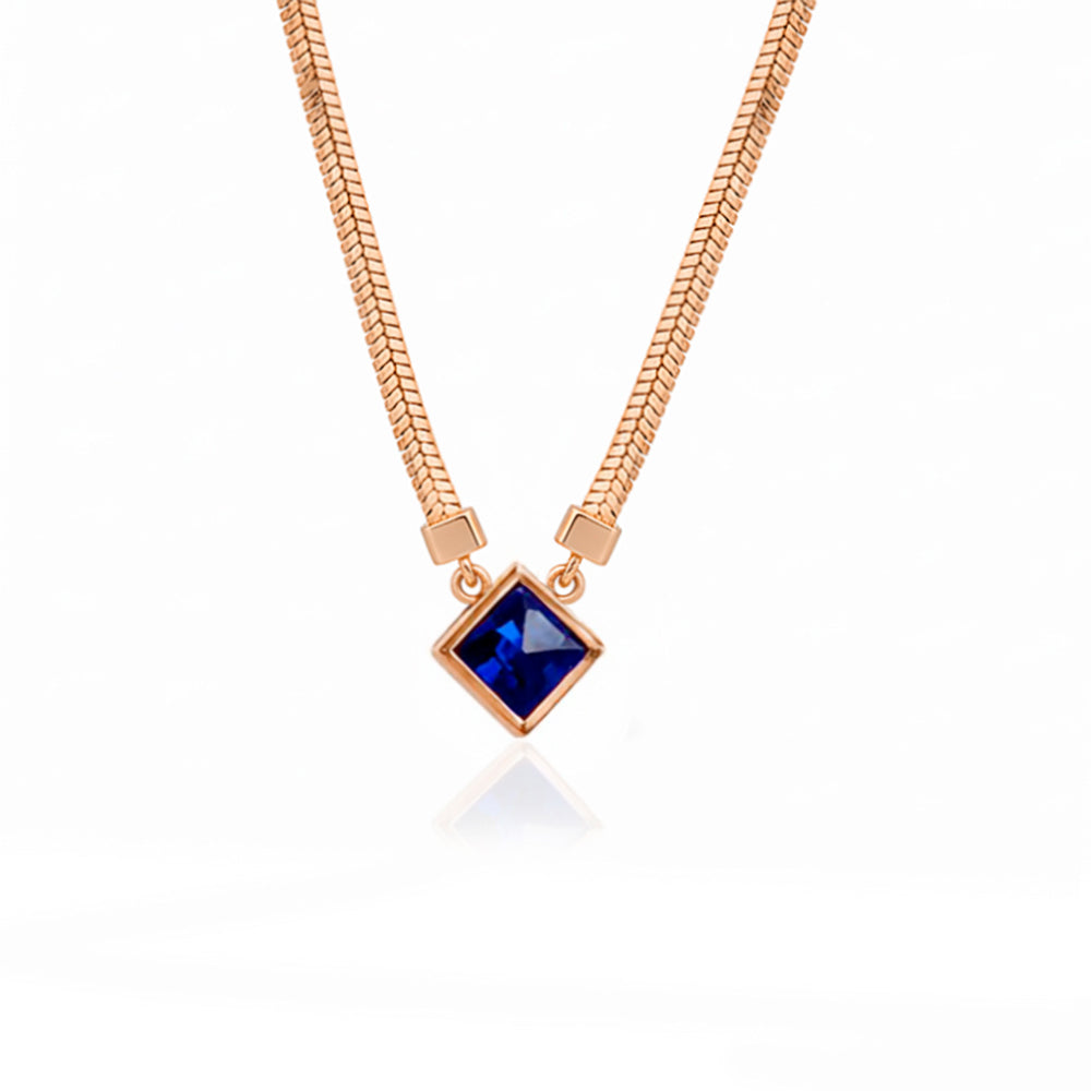 14K Gold Sapphire Pendant Necklace, Romantic Gift