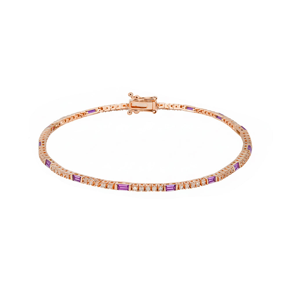 Natural Amethyst Diamond Tennis Bracelet