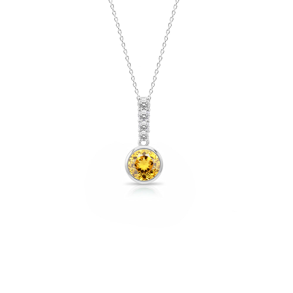 14K Gold Citrine Pendant Necklace