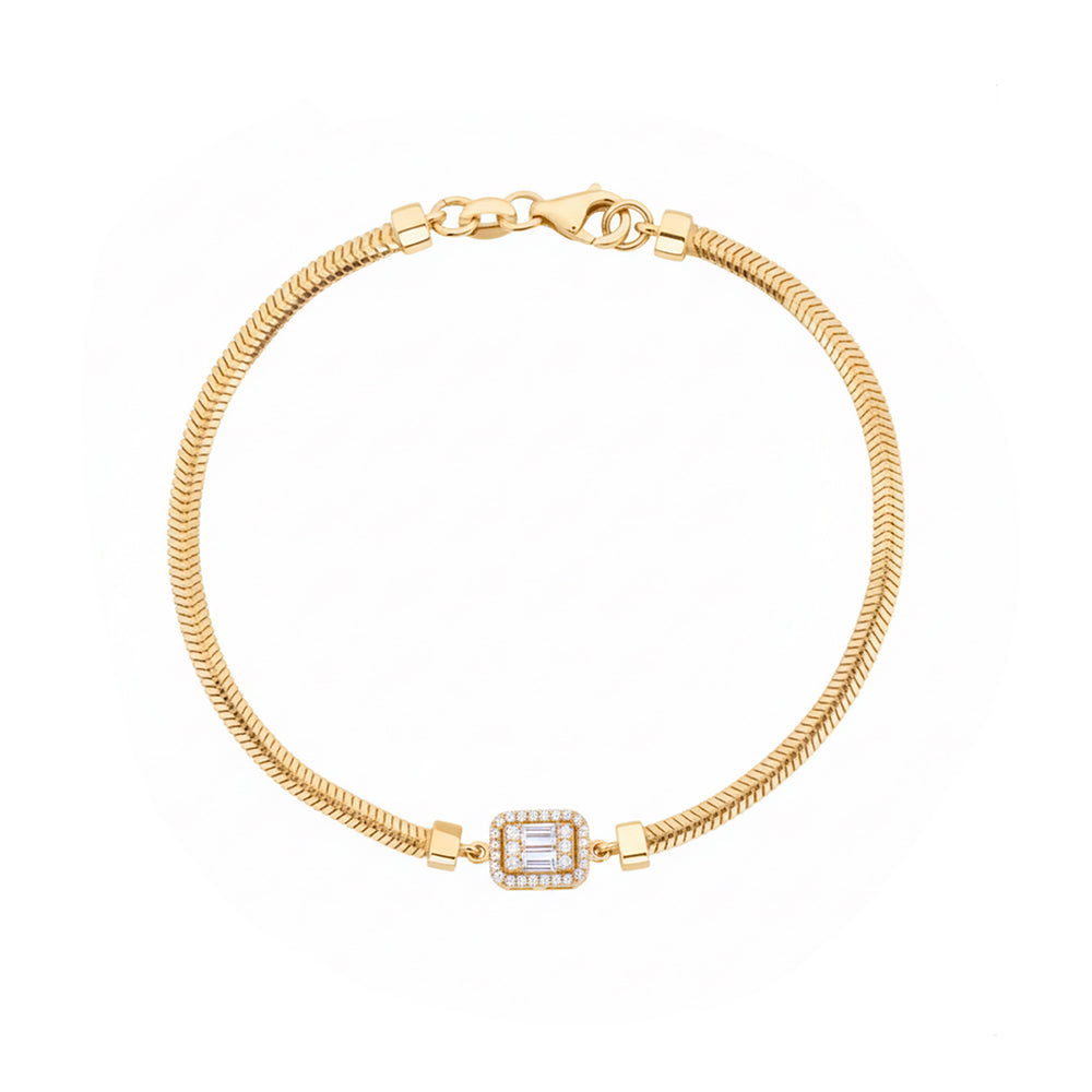 14K Gold Tennis Bracelet / Diamond Baguette Bracelet