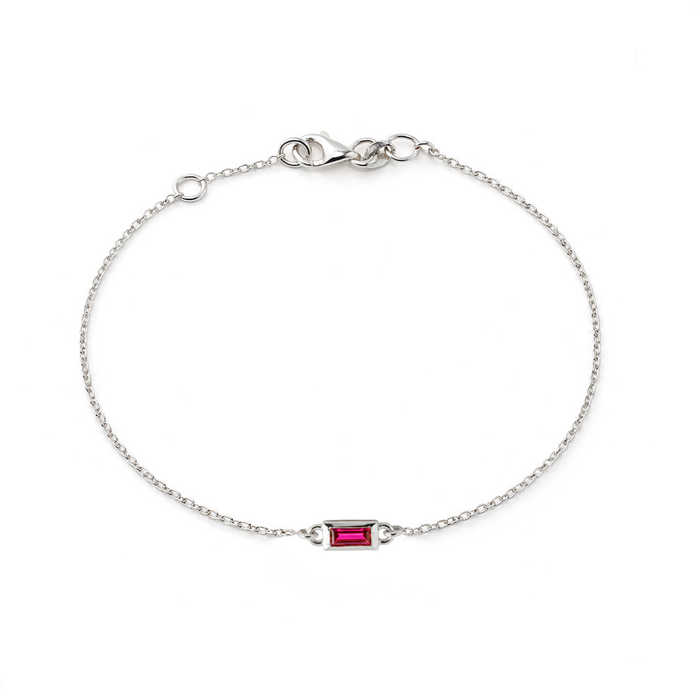 14K Gold Baguette Ruby Bracelet