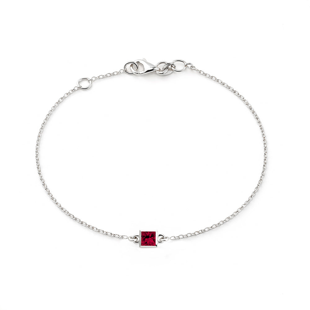 14K Gold Princess Cut Ruby Bracelet